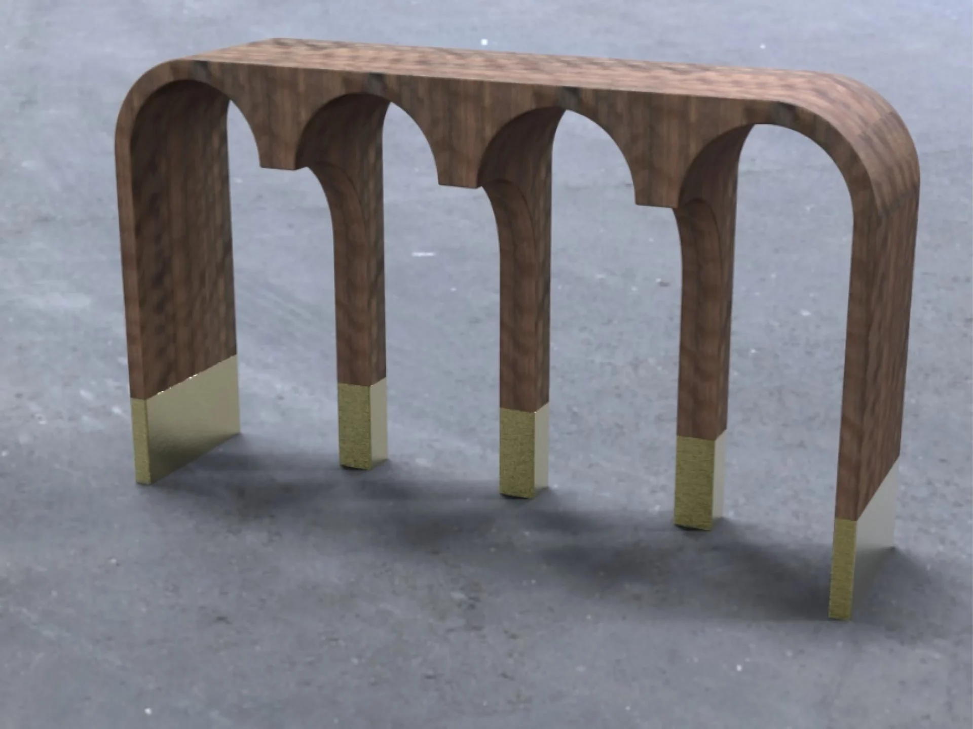 Console avec pieds en forme d'arche bi-matière