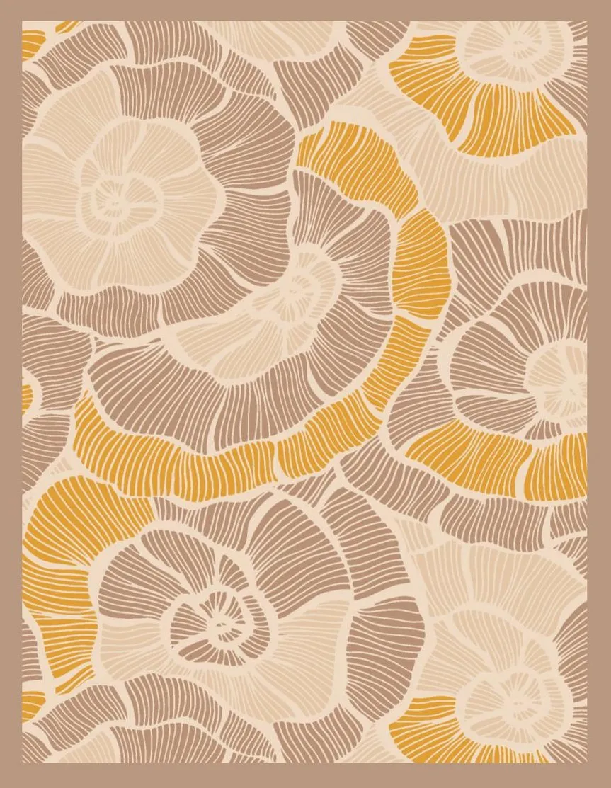 Motif de tapis fleurie jaune et beige